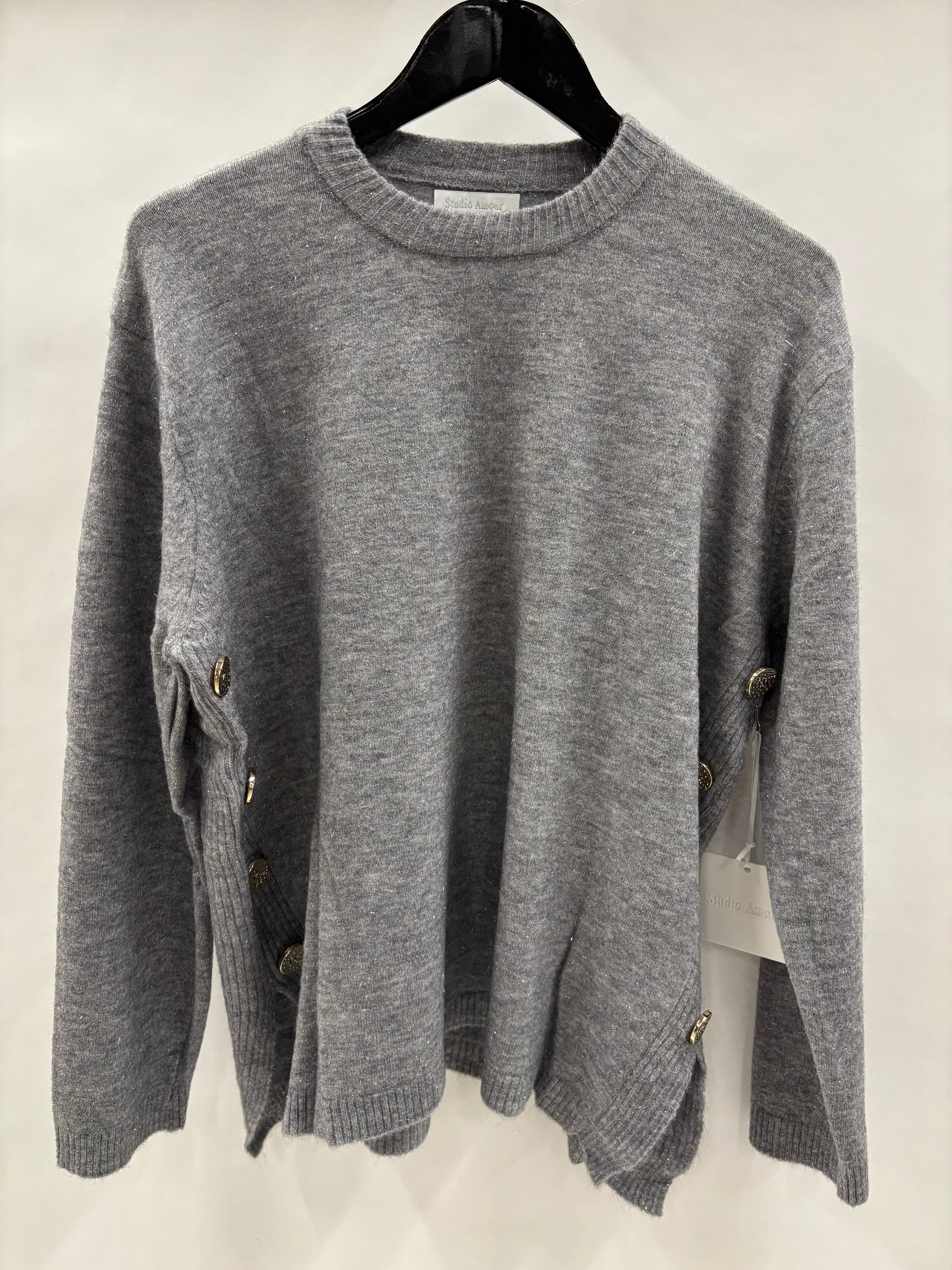 Strikbluse Glimmer, Guldknapper