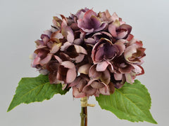 Kunstig Hortensia Pick med Blade Mørkerød 35cm