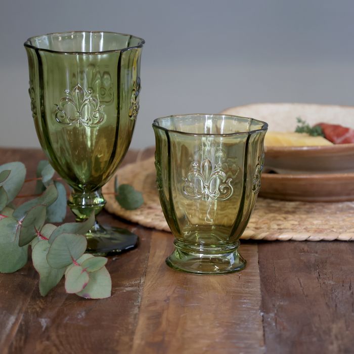 Saint-Émilion Glas m. mønster H10,5/Ø8,5 cm oliven