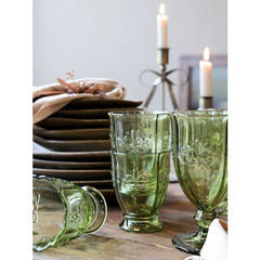 Saint-Émilion Glas m. mønster H10,5/Ø8,5 cm oliven