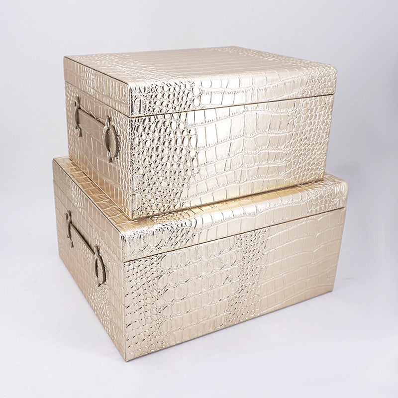 Opbevarings kasse Sæt af 2 "Croco" Champagne by Access Fashion