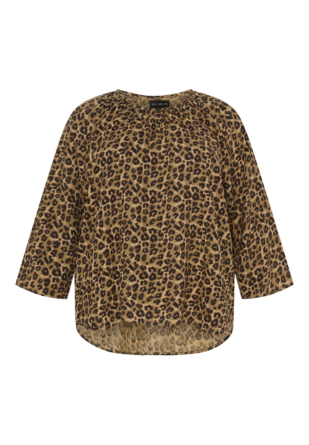 No. 1. By Ox Bluse med rynker i halsudskæring med 3/4 ærmer