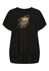 No. 1 By Ox T-shirt w batwing & high/low (Jellyfish Gold print)