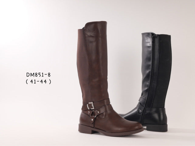 Knælange støvler med spænde sort - Store størrelser by Krone 1