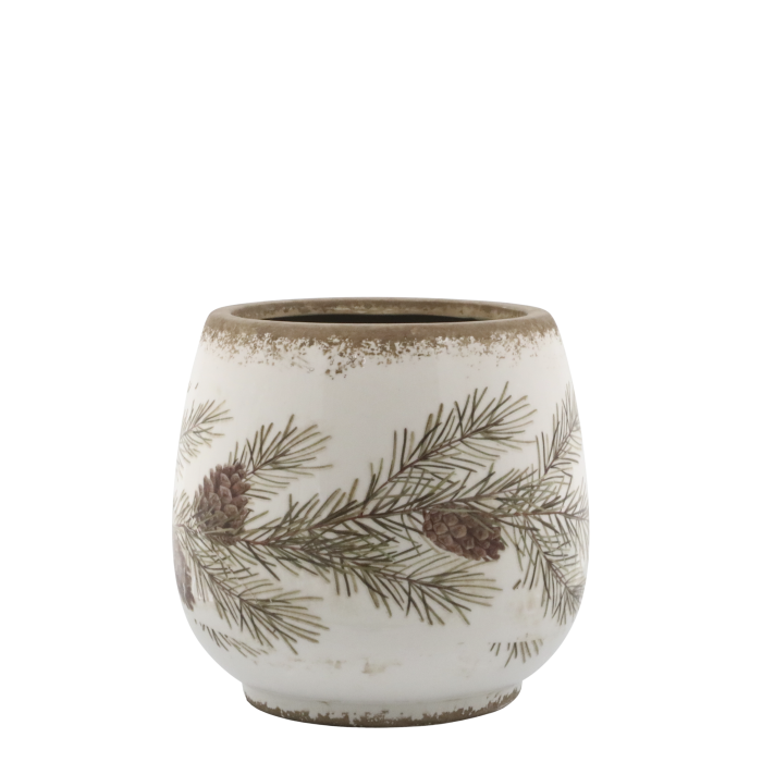 Skjuler med granrankemotiv Creme 16,5x17,5 cm