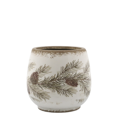 Skjuler med granrankemotiv Creme 16,5x17,5 cm