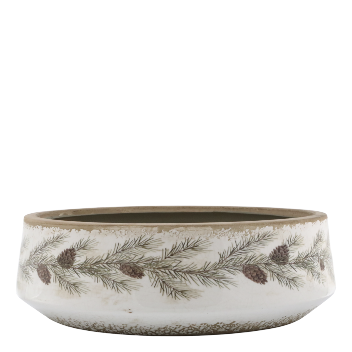 Fad med Granrankemotiv 10x30 cm Creme