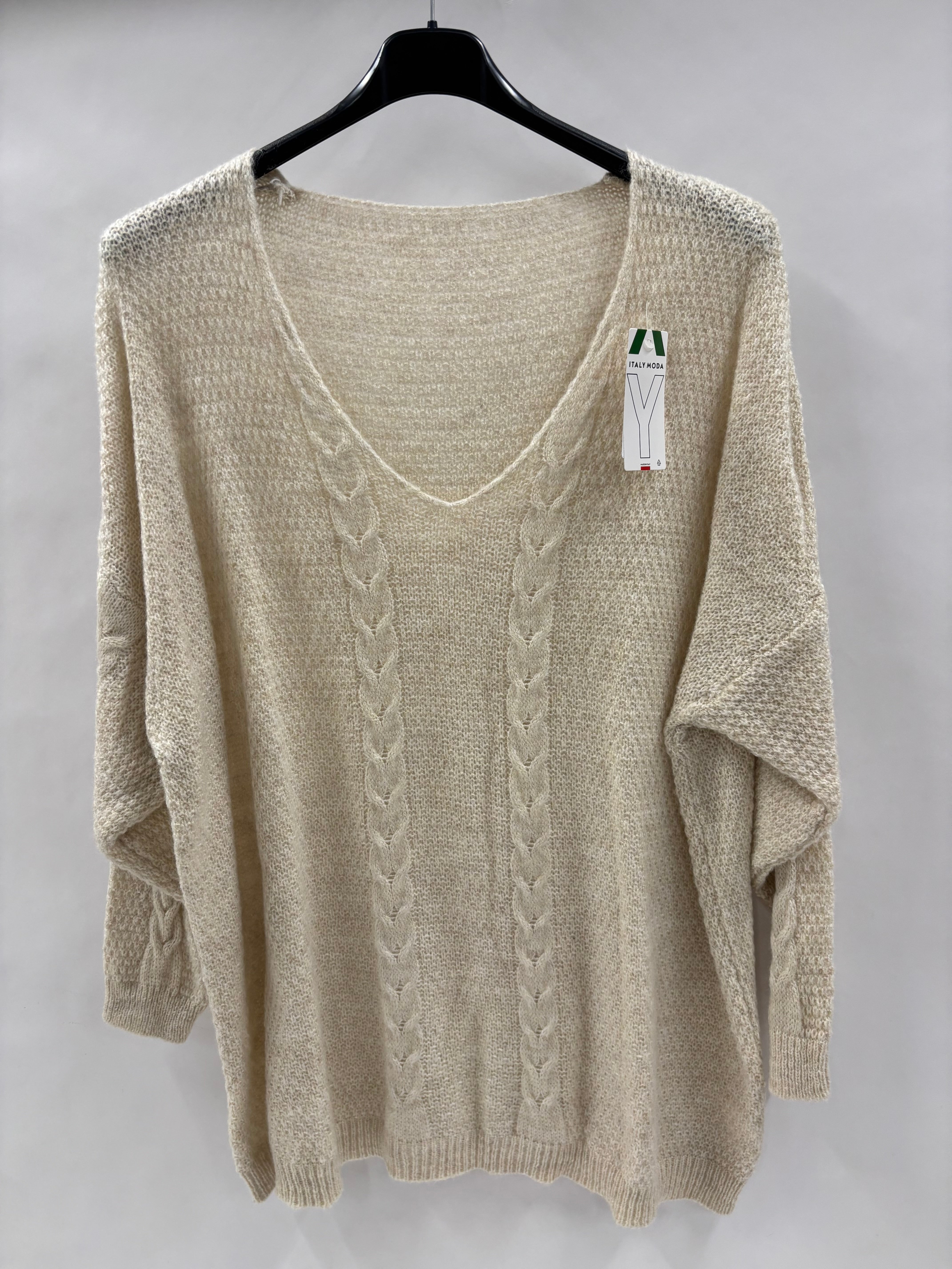 Kabelstrikket Striktrøje - Brystmål 120cm