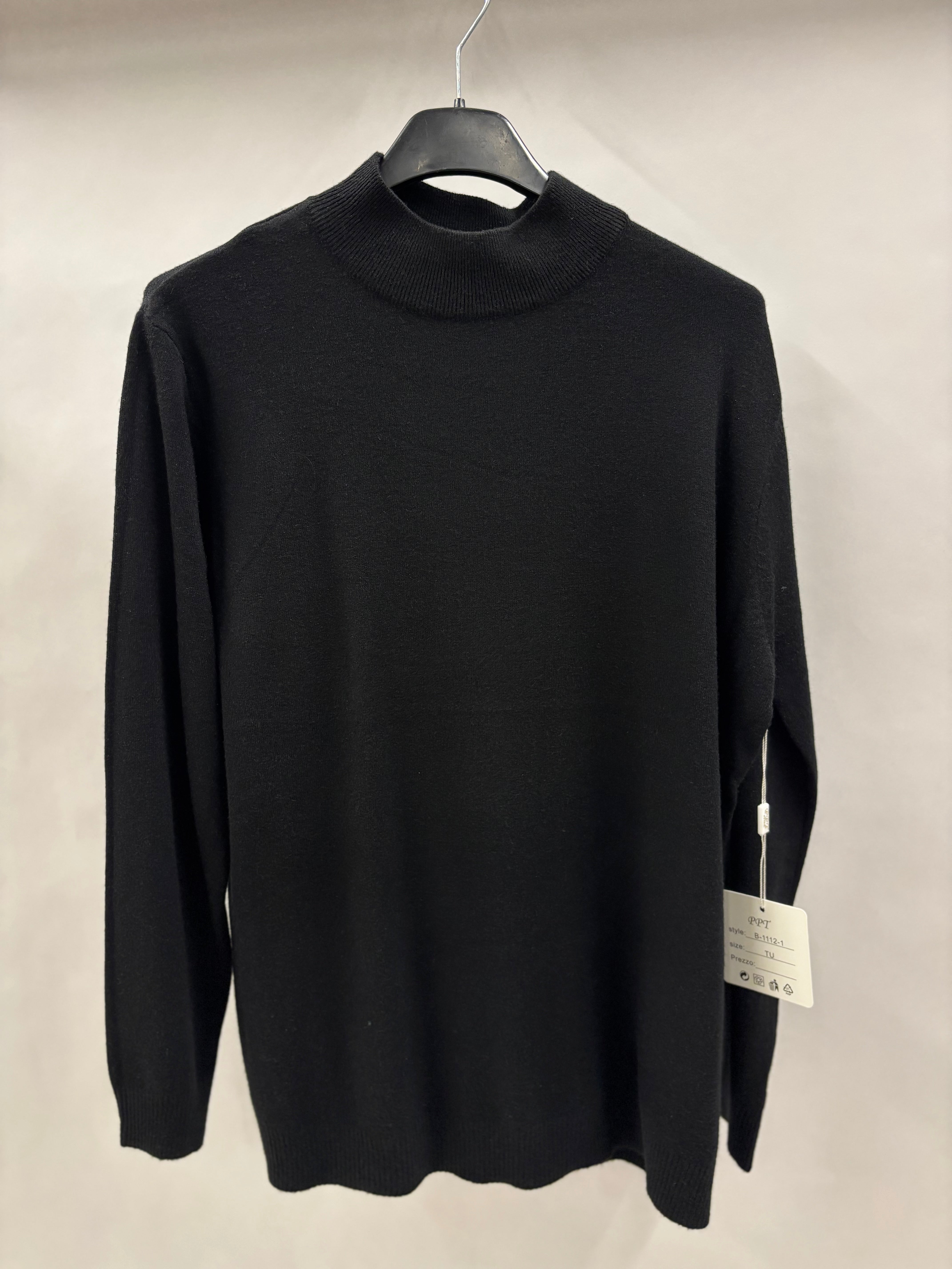 Højhalset Ensfarvet Bluse - Brystmål 120cm