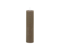 Advent Candle w. gold print 48 h H20/D5 cm antique linen