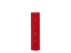 Advent Candle w. gold print 48 h H20/D5 cm antique chili
