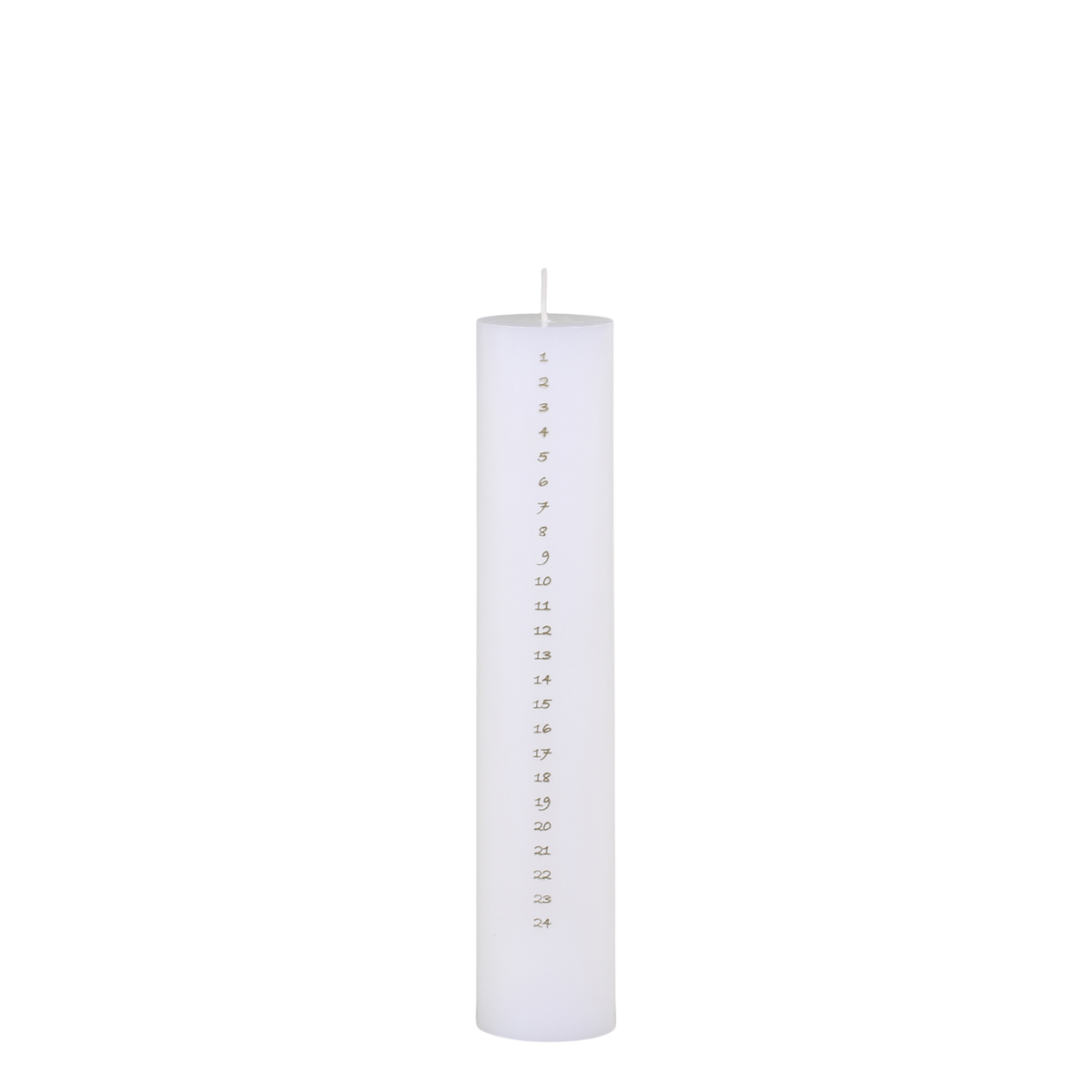 Advent Candle No. 1-24 w. gold print 60 h H25/D5 cm antique white