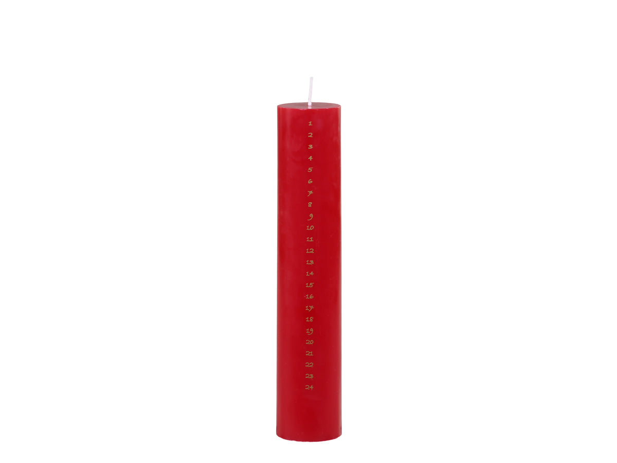 Advent Candle w. gold print 60 h H25/D5 cm antique chili