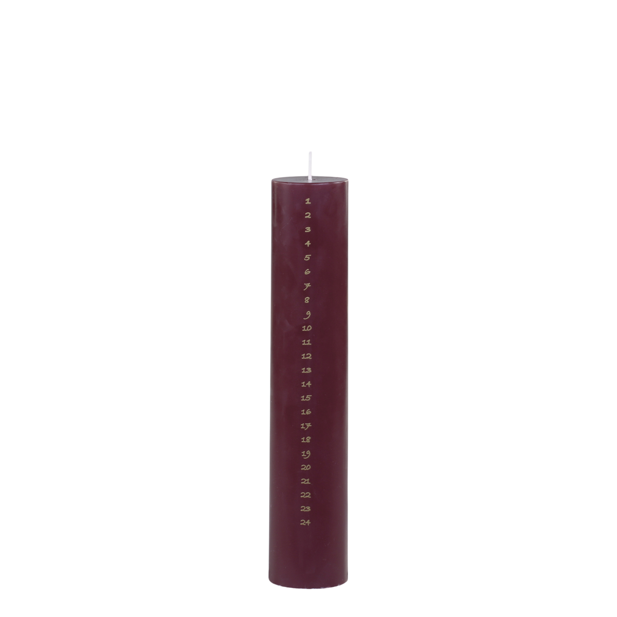 Advent Candle No. 1-24 w. gold print 60 h H25/D5 cm antique cherry