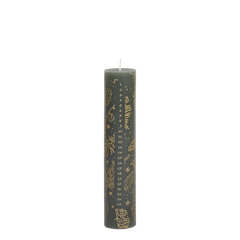 Advent Candle No. 1-24 w. gold print 60 h H25/D5 cm olive