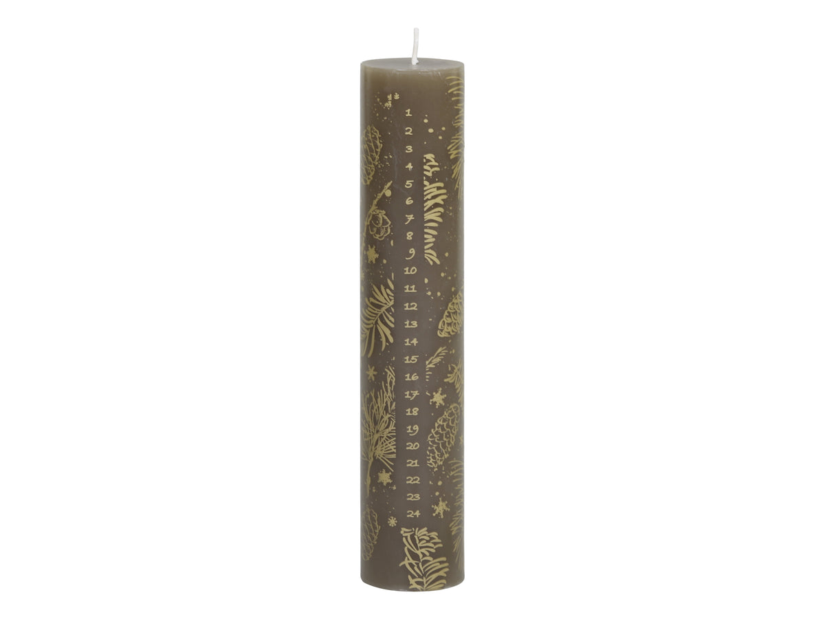 Advent Candle No. 1-24 w. gold print 60 h H25/D5 cm linen