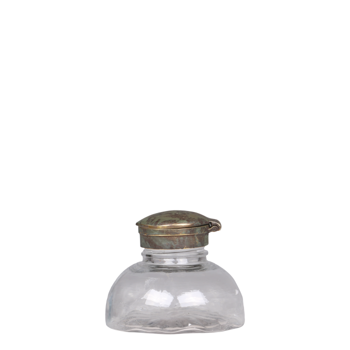 Fransk vase med låg 6,5x8 cm antique messing