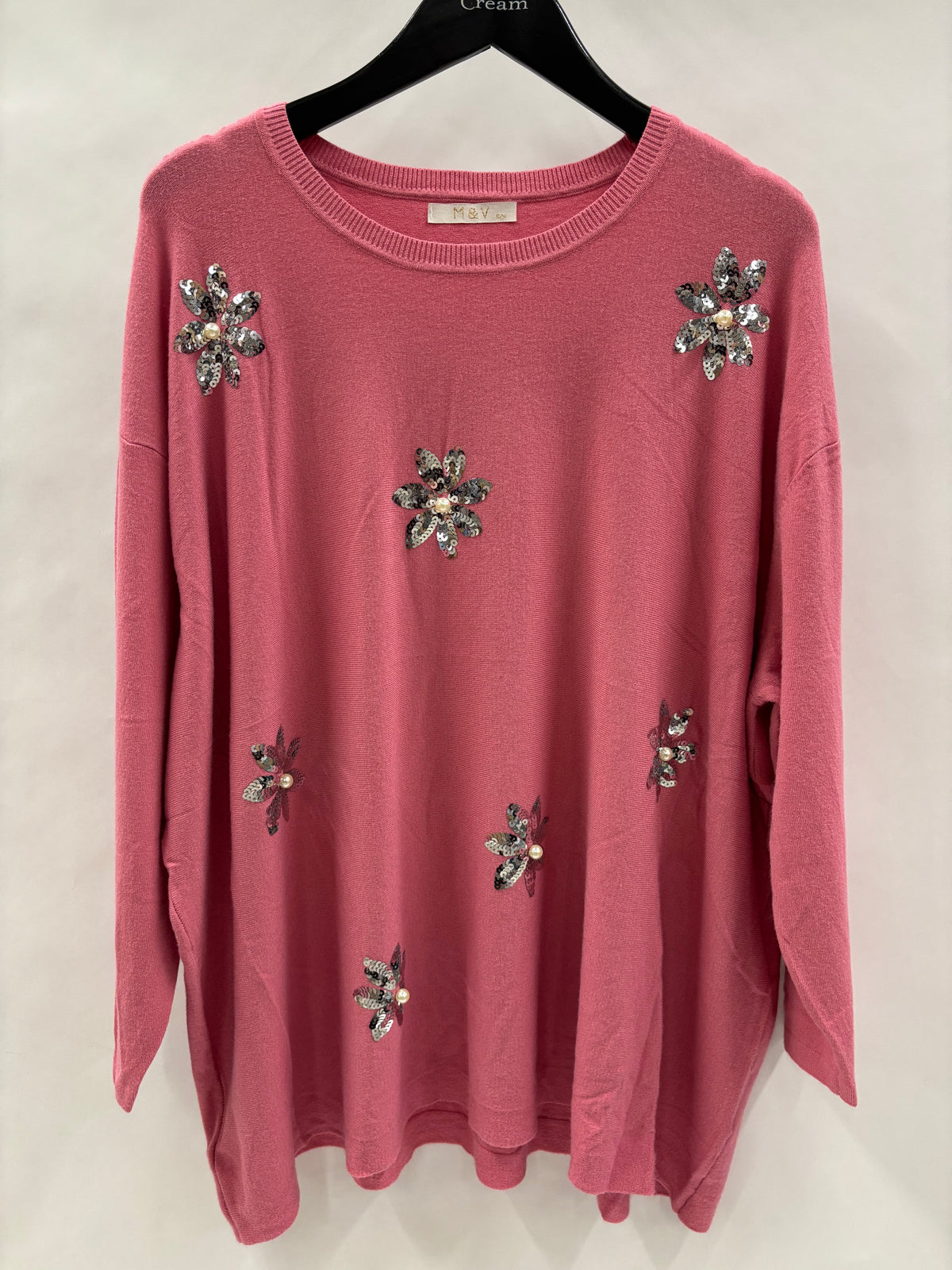 Strikebluse Pallietblomster