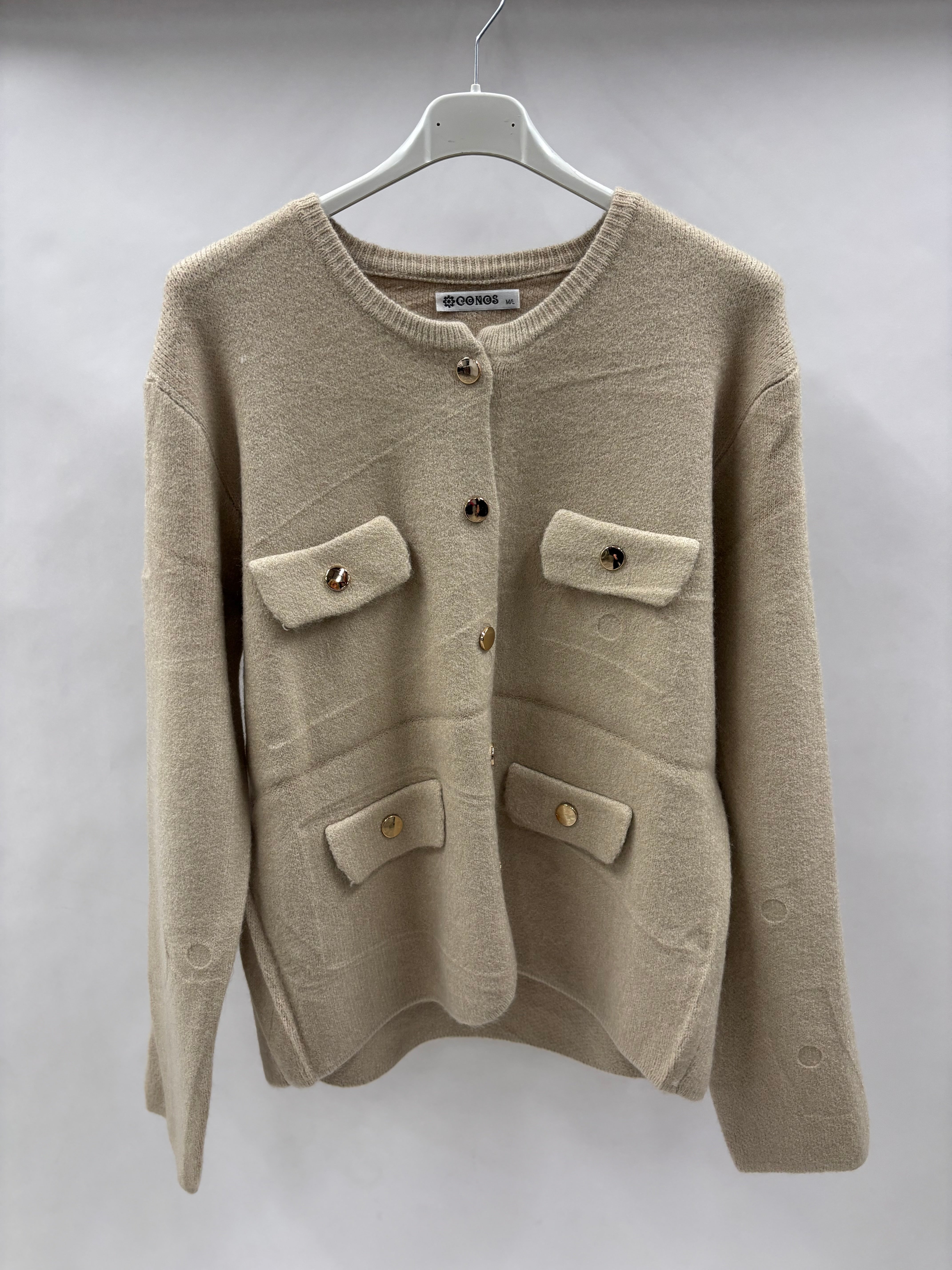 Cardigan Med Guldknapper