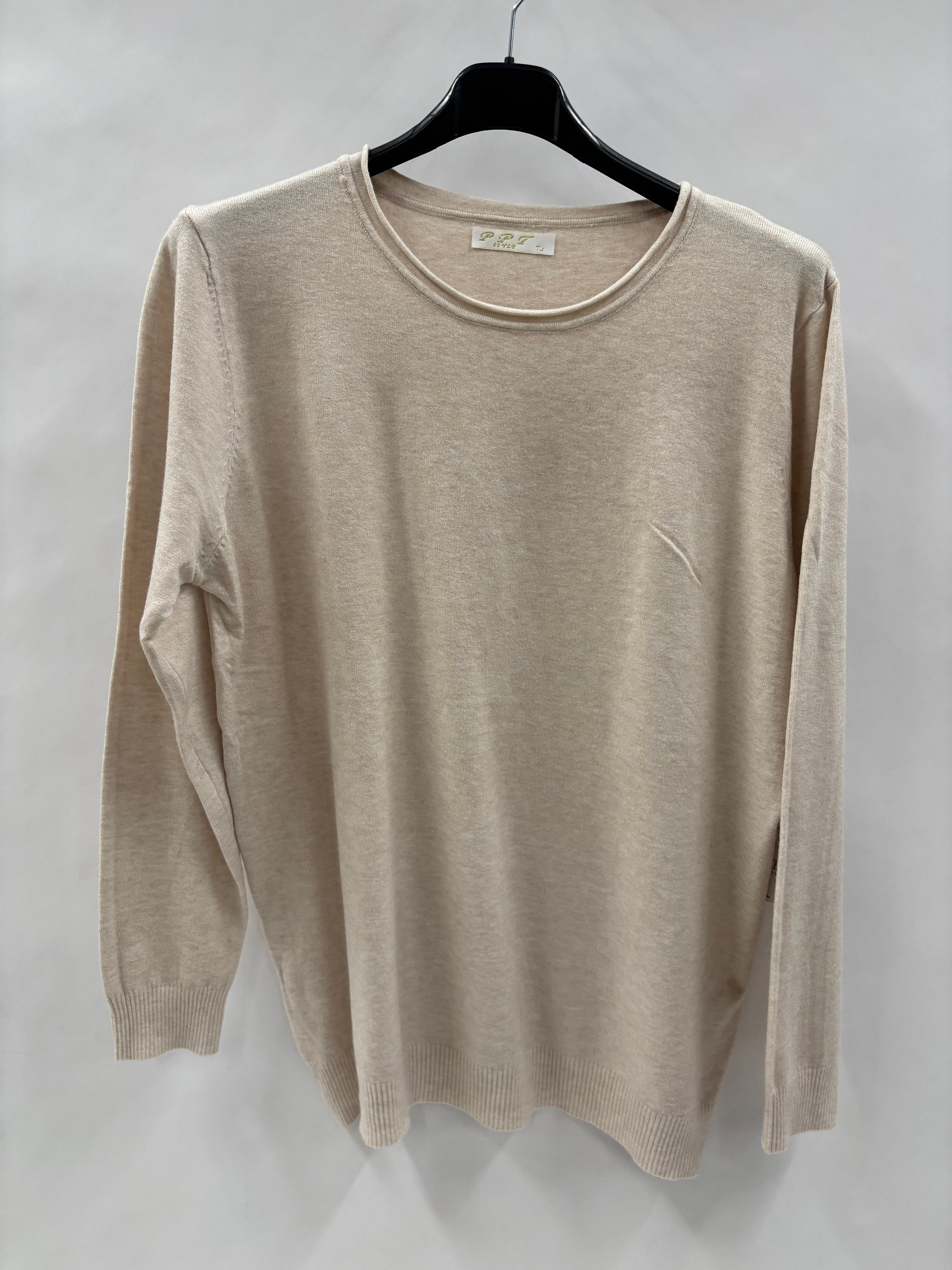 Langærmet Ensfarvet Bluse - Brystmål 120cm