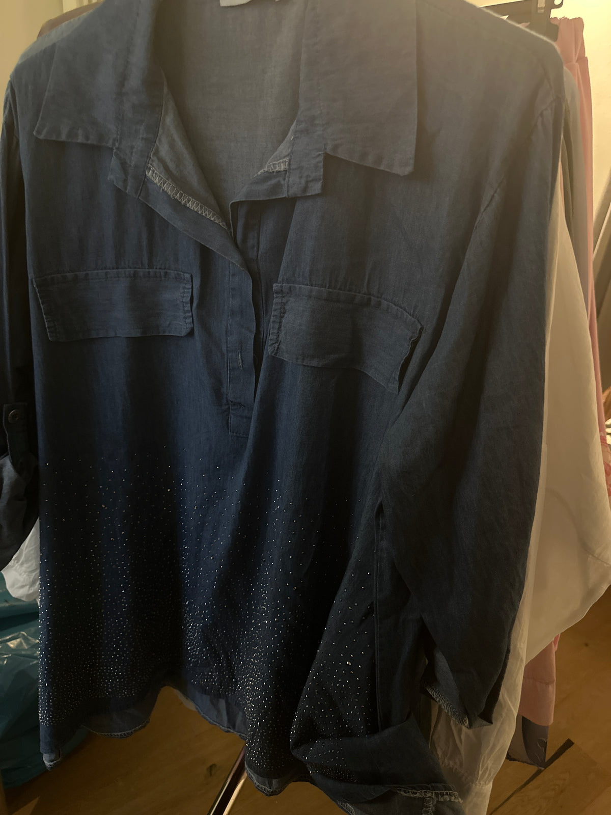Denim skjorte med bling - ITMARTS25