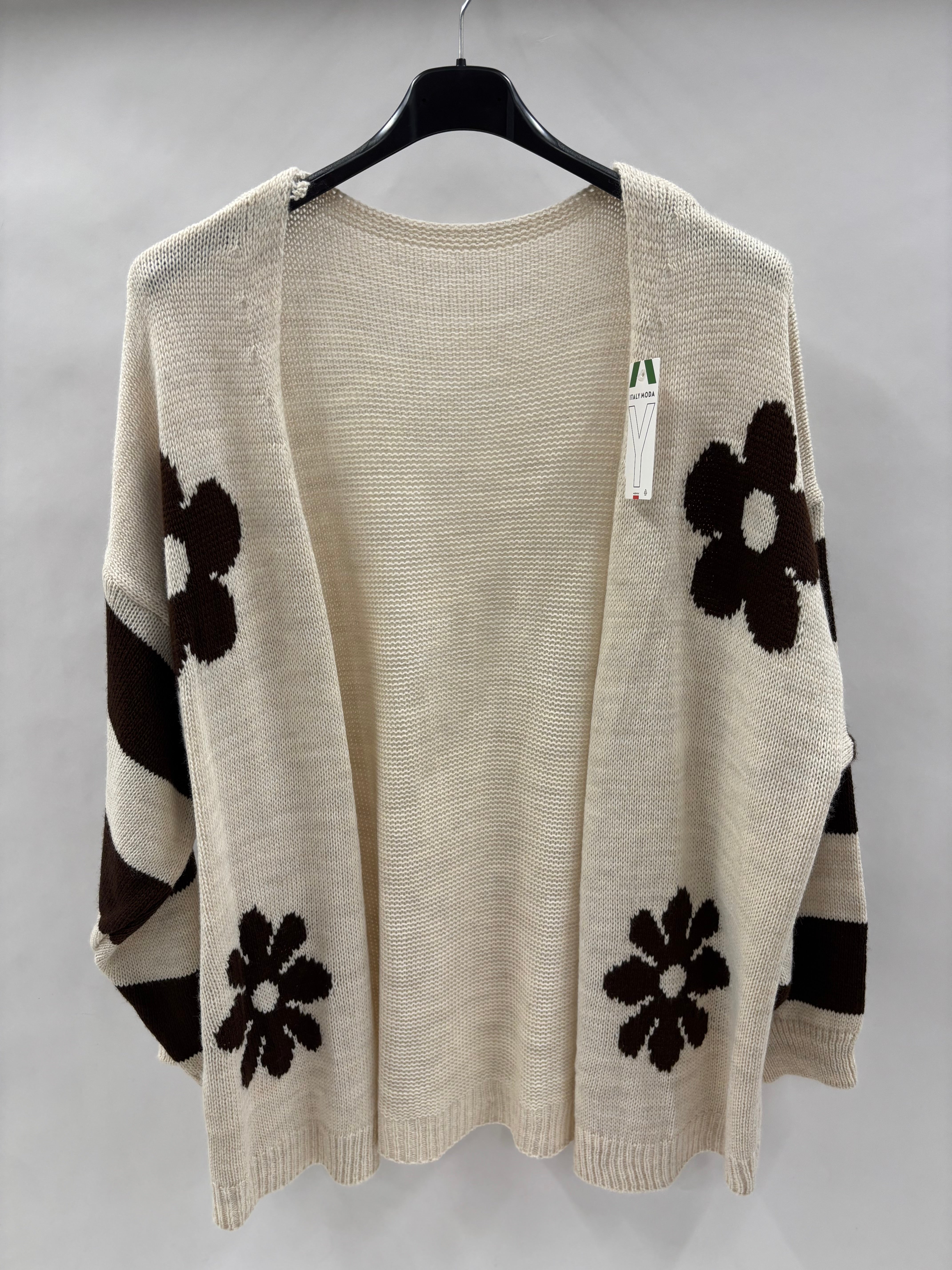 Strikcardigan, Blomster