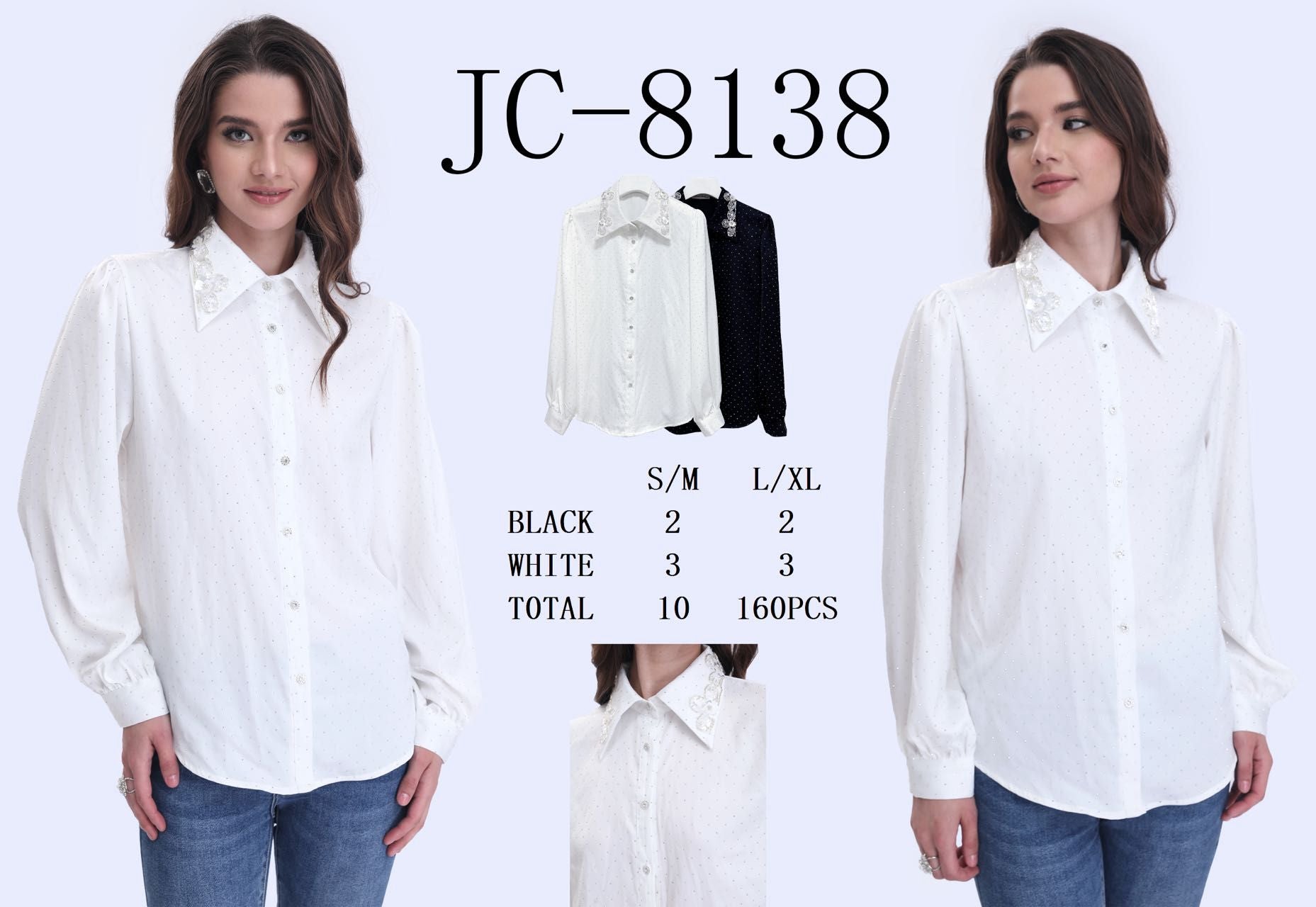 Skjorte med bling og pailletter - ITMARTS25 by Jessy Moda