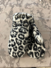 Faux fur luffer med leopard print