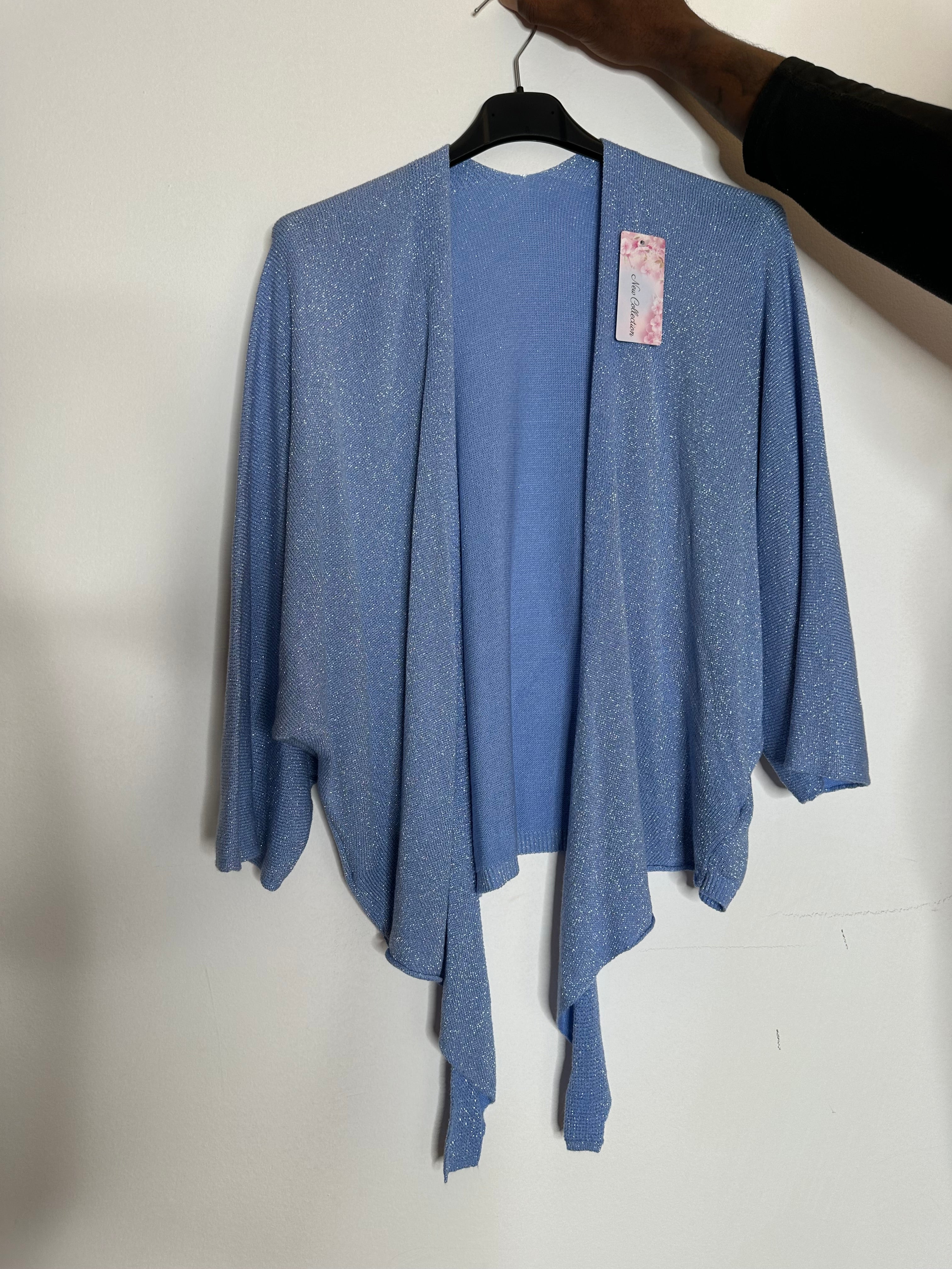 Strikcardigan med bindebånd og glimmer - ITJULI25