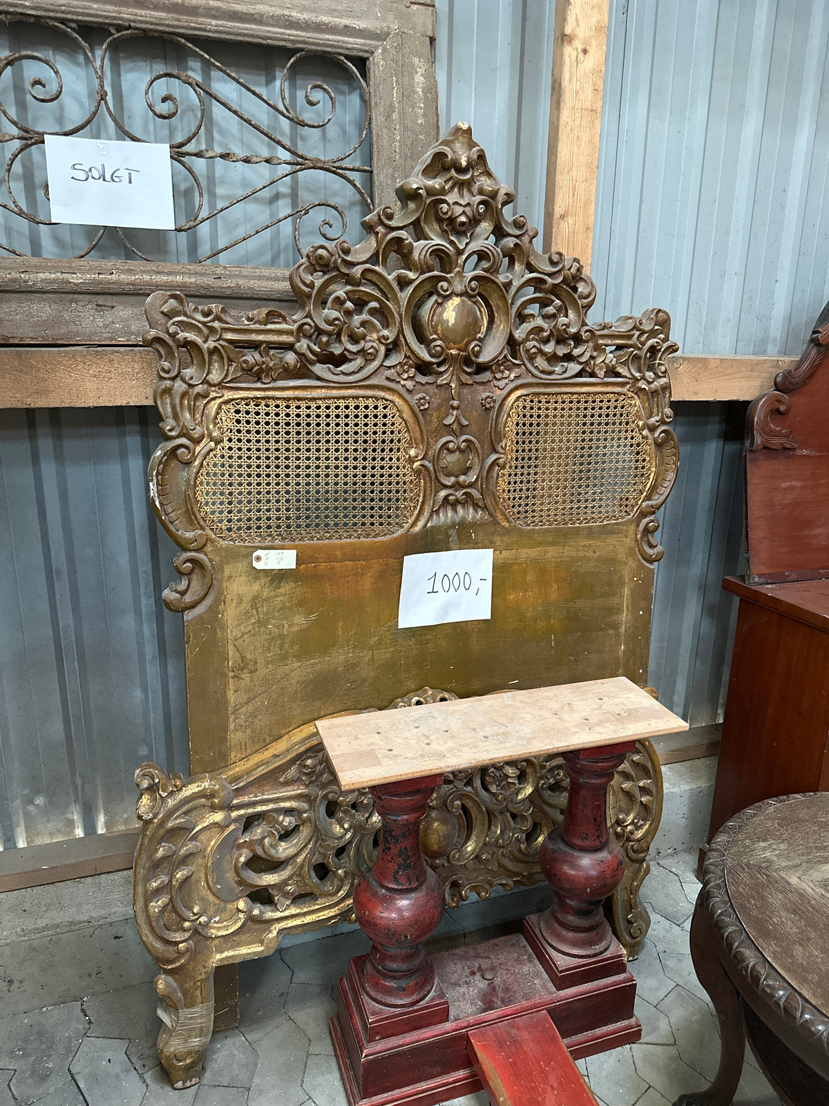 Guld sengegavl h177 b113 d5