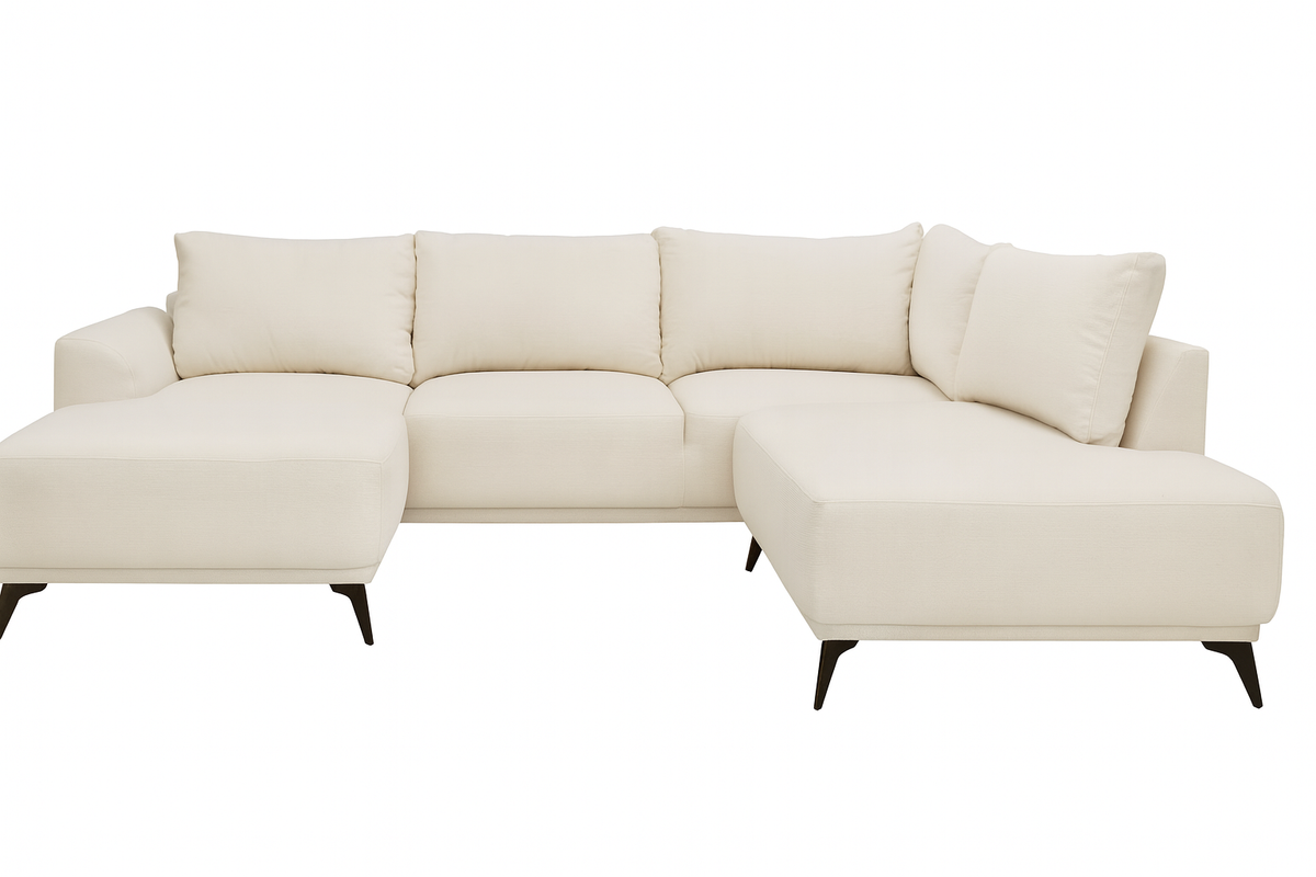 Elegant hjørnesofa i cremefarvet design Moderne komfort og stil 290x180x85 cm