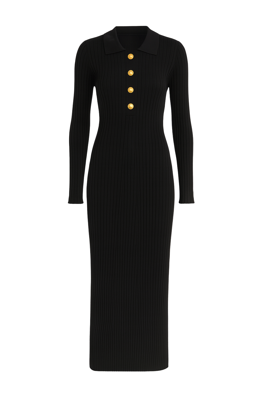 Strikket kjole med guldknapper by Livia