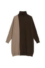 Tofarvet striktunika med krave og lurex