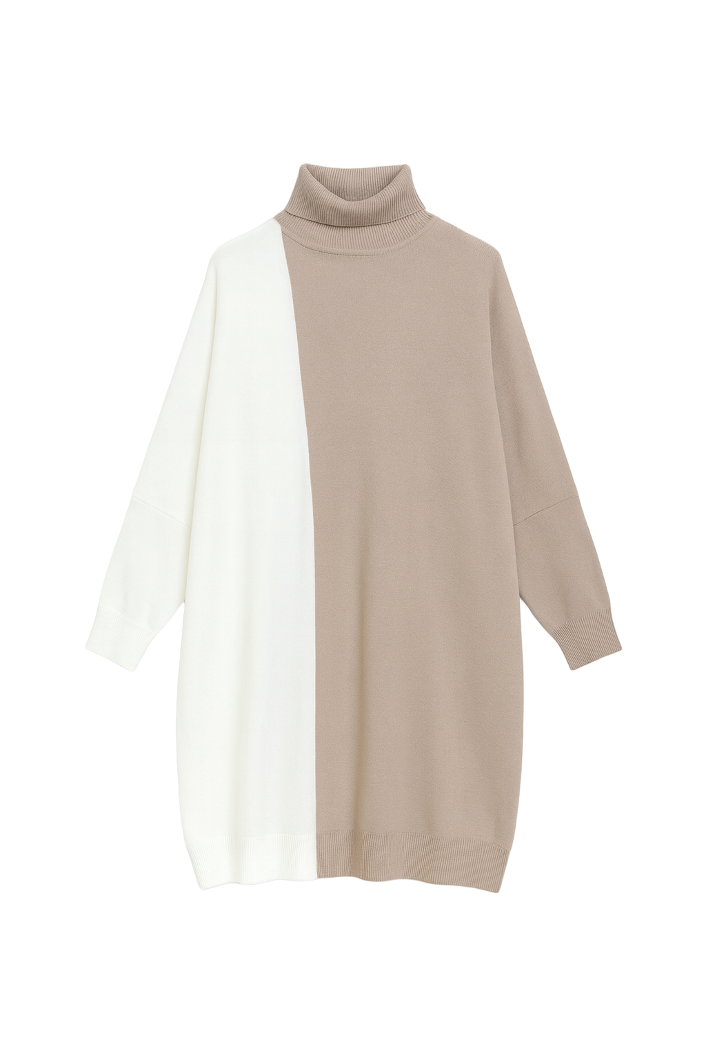 Tofarvet striktunika med krave og lurex