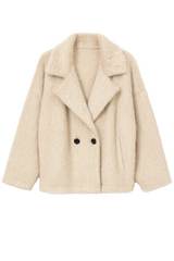 Pelset kort jakke med knapper beige