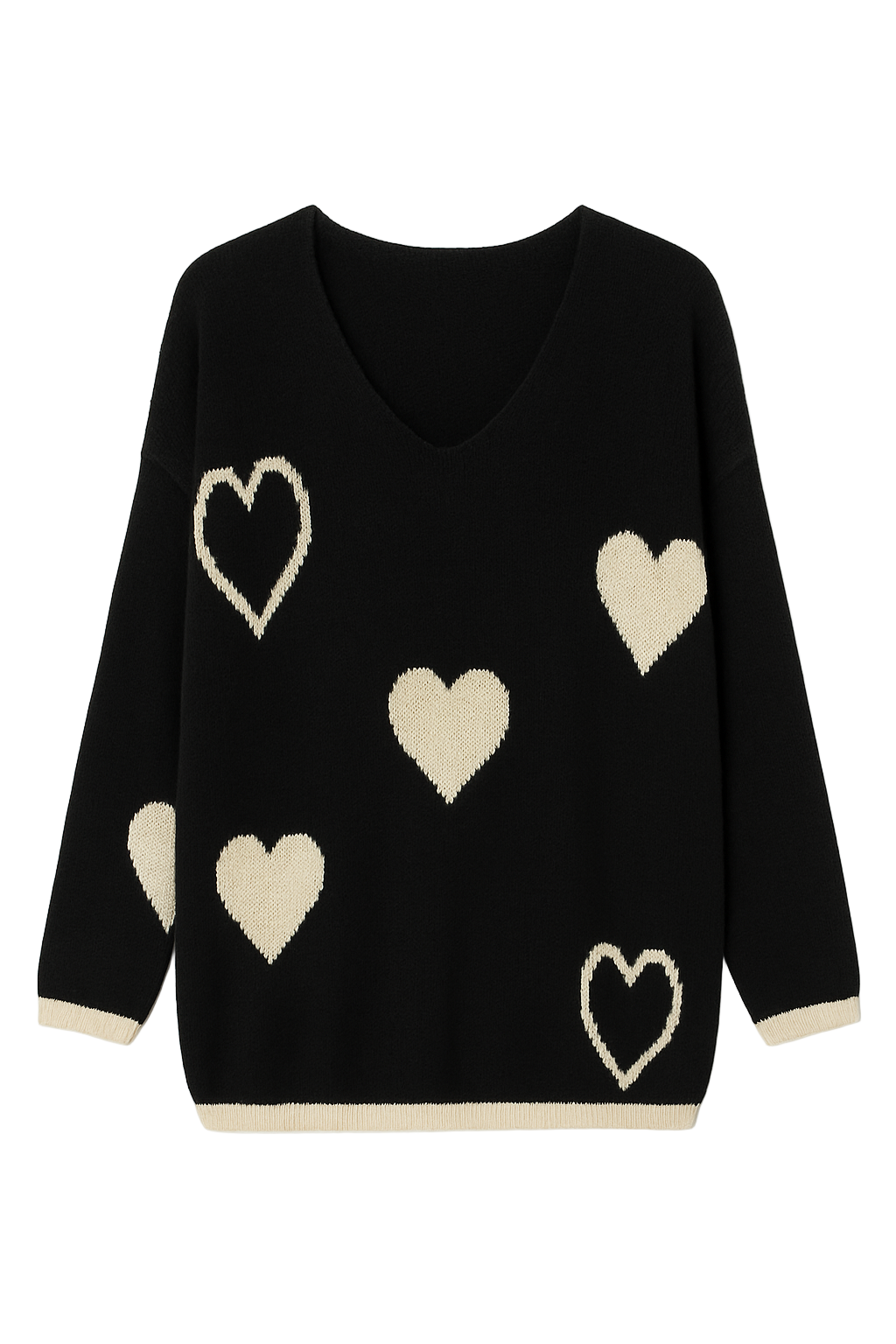 Striktrøje med guld hjerter - Brystmål 140cm