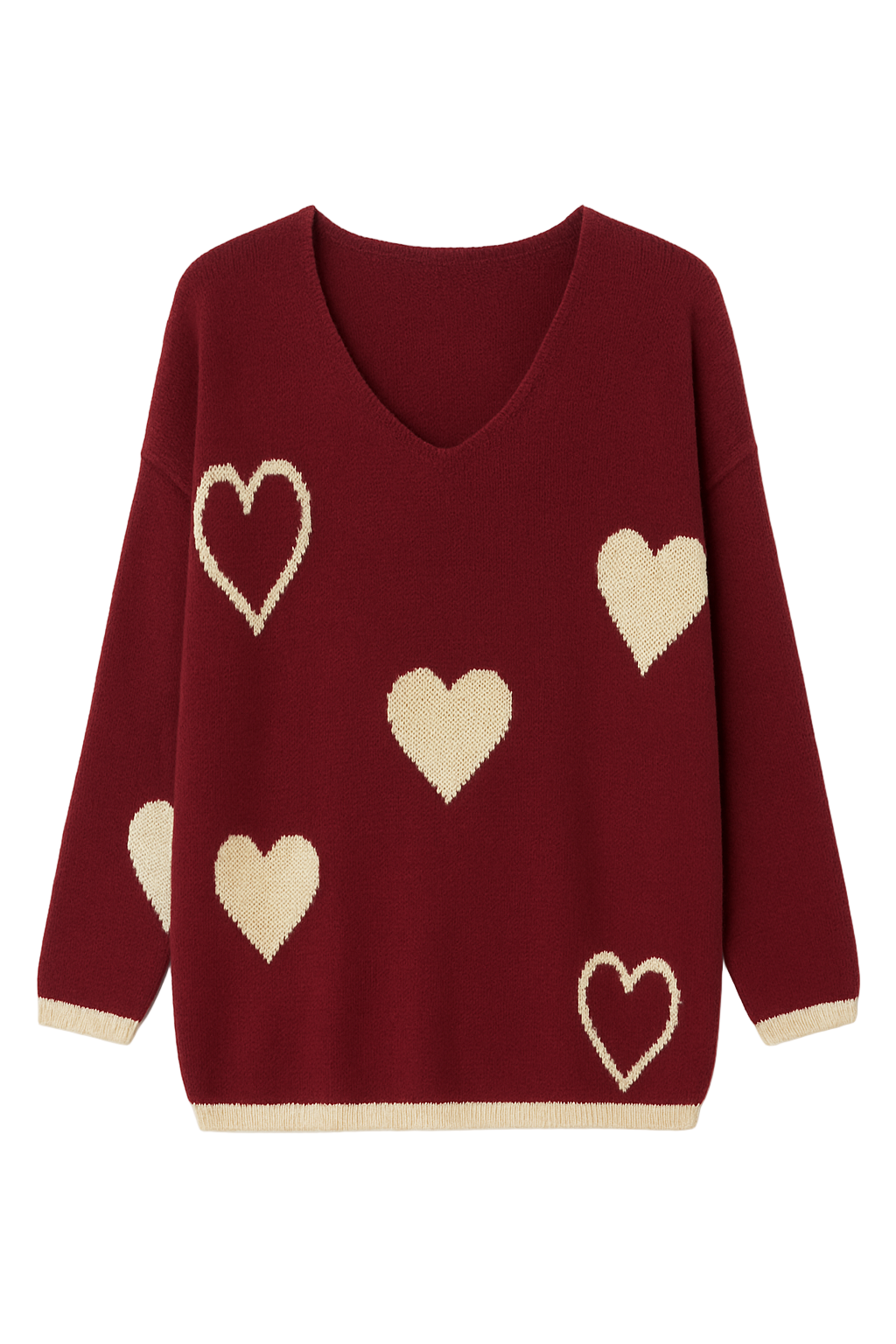 Striktrøje med guld hjerter - Brystmål 140cm