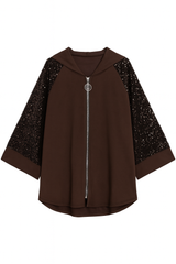Sweatshirt cardigan med pailletter