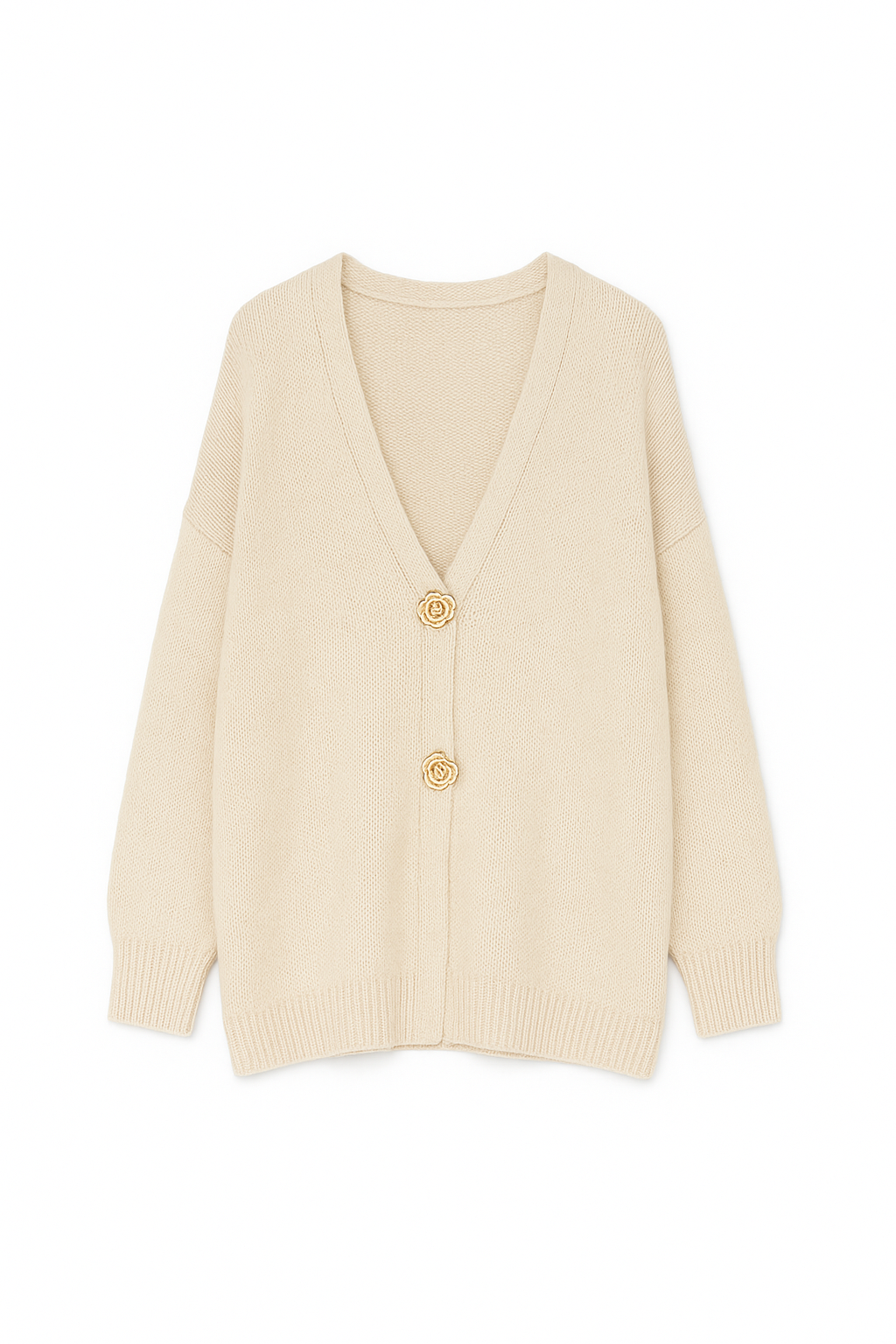Strikcardigan med guld rose knapper by Miss Moon