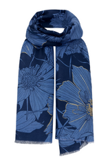 Tørklæde med store blomster og guld - ITJULI25 by Katier