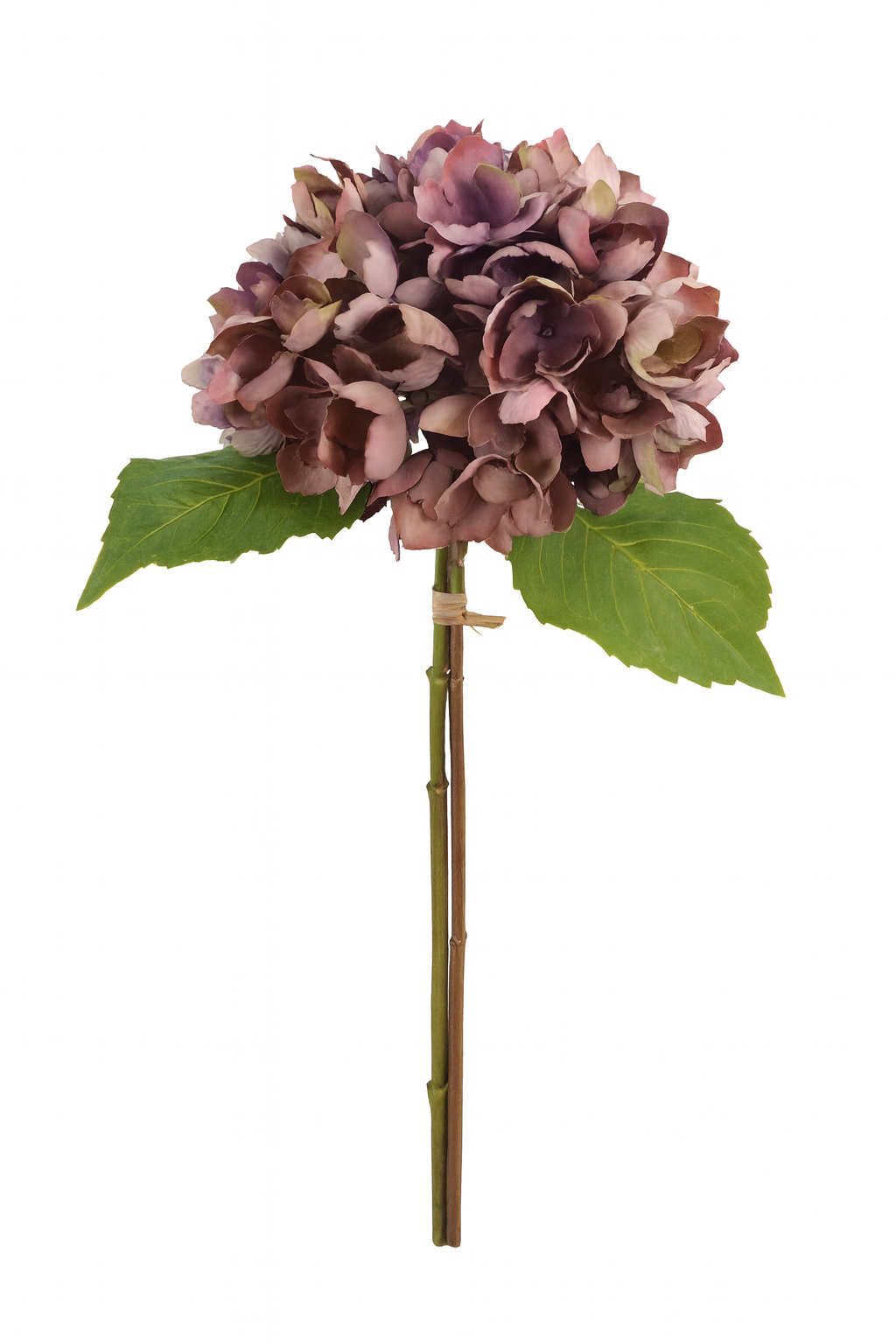 Kunstig Hortensia Pick med Blade Mørkerød 35cm
