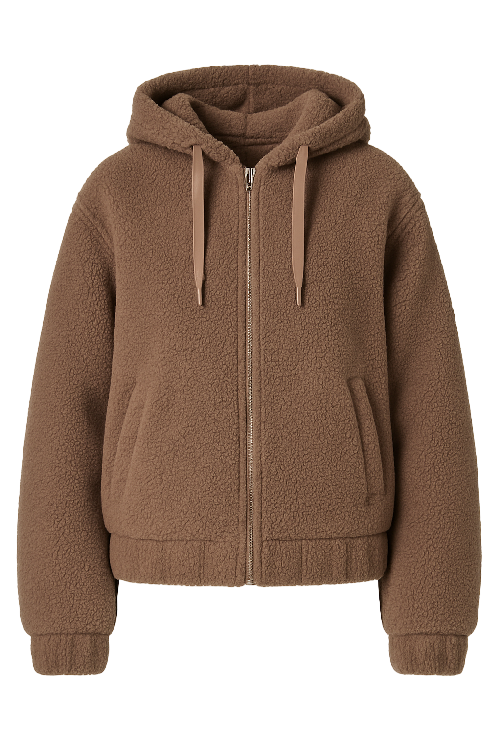 Taupe teddy hoodie med lynlås vendbar by Krone 1