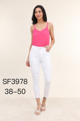 Hvide jeans med bling blomster by Krone 1