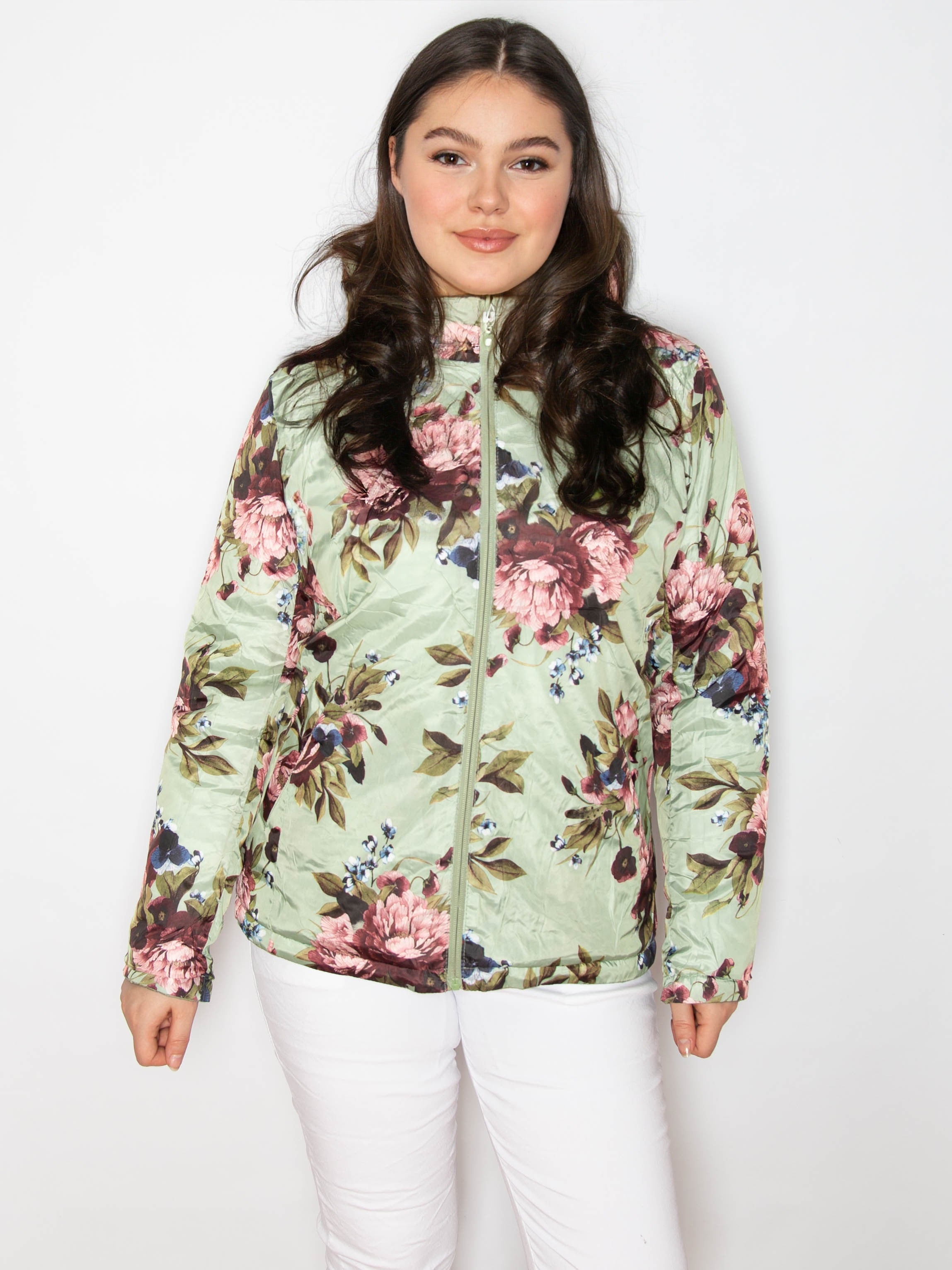 Vendbar jakke med blomster print