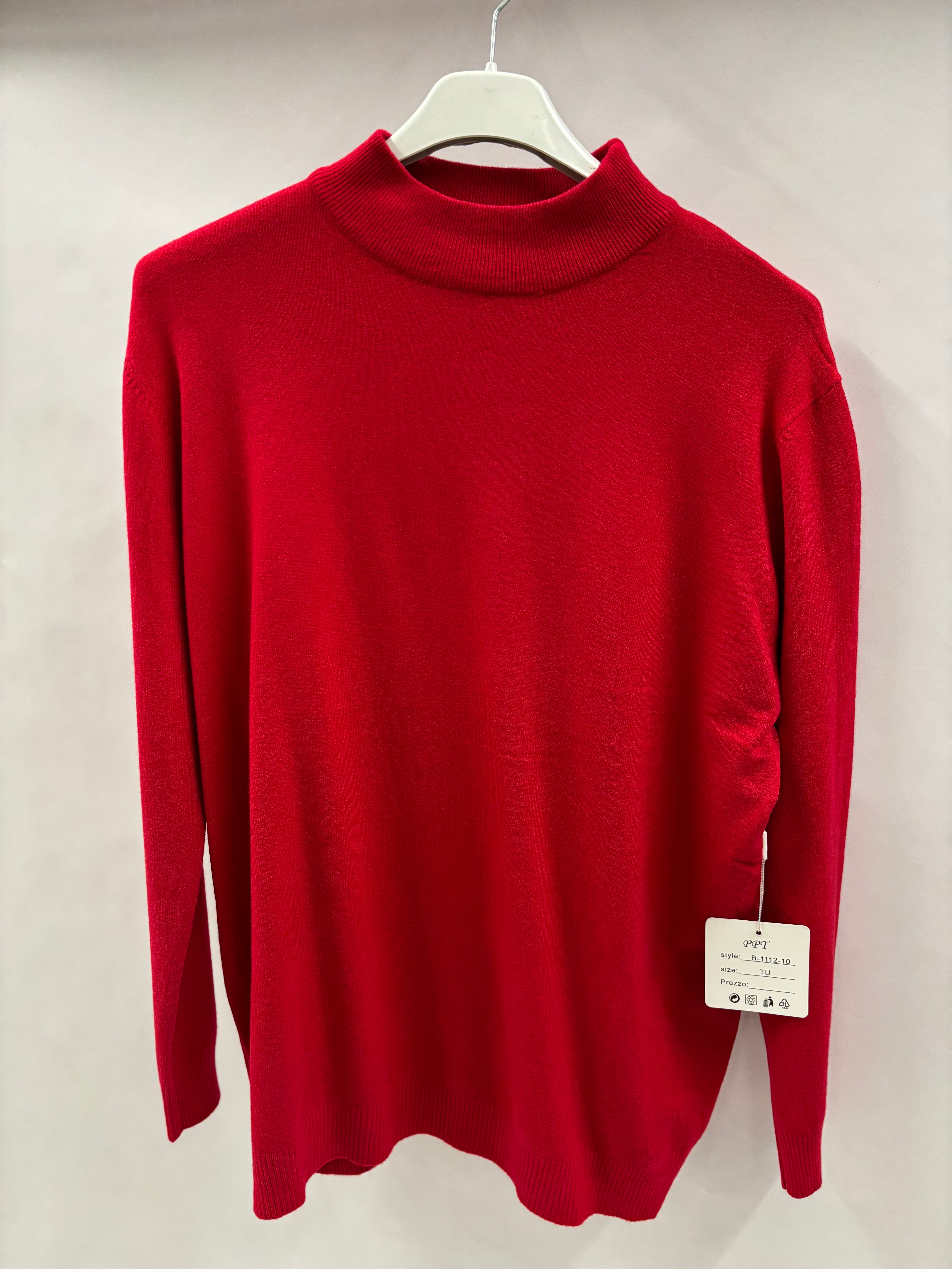 Højhalset Ensfarvet Bluse - Brystmål 120cm