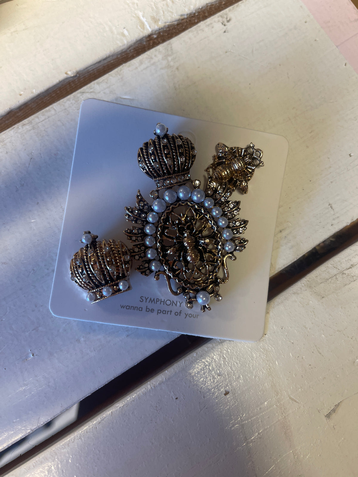 Bling broche sæt af 3 krone by Krone 1