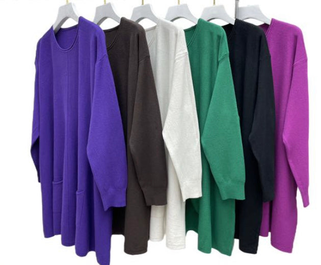 Striktrøje med rund hals og lommer - Brystmål 140cm by Krone 1