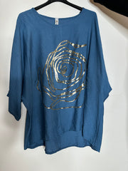 Bluse med guld rose - ITJULI25