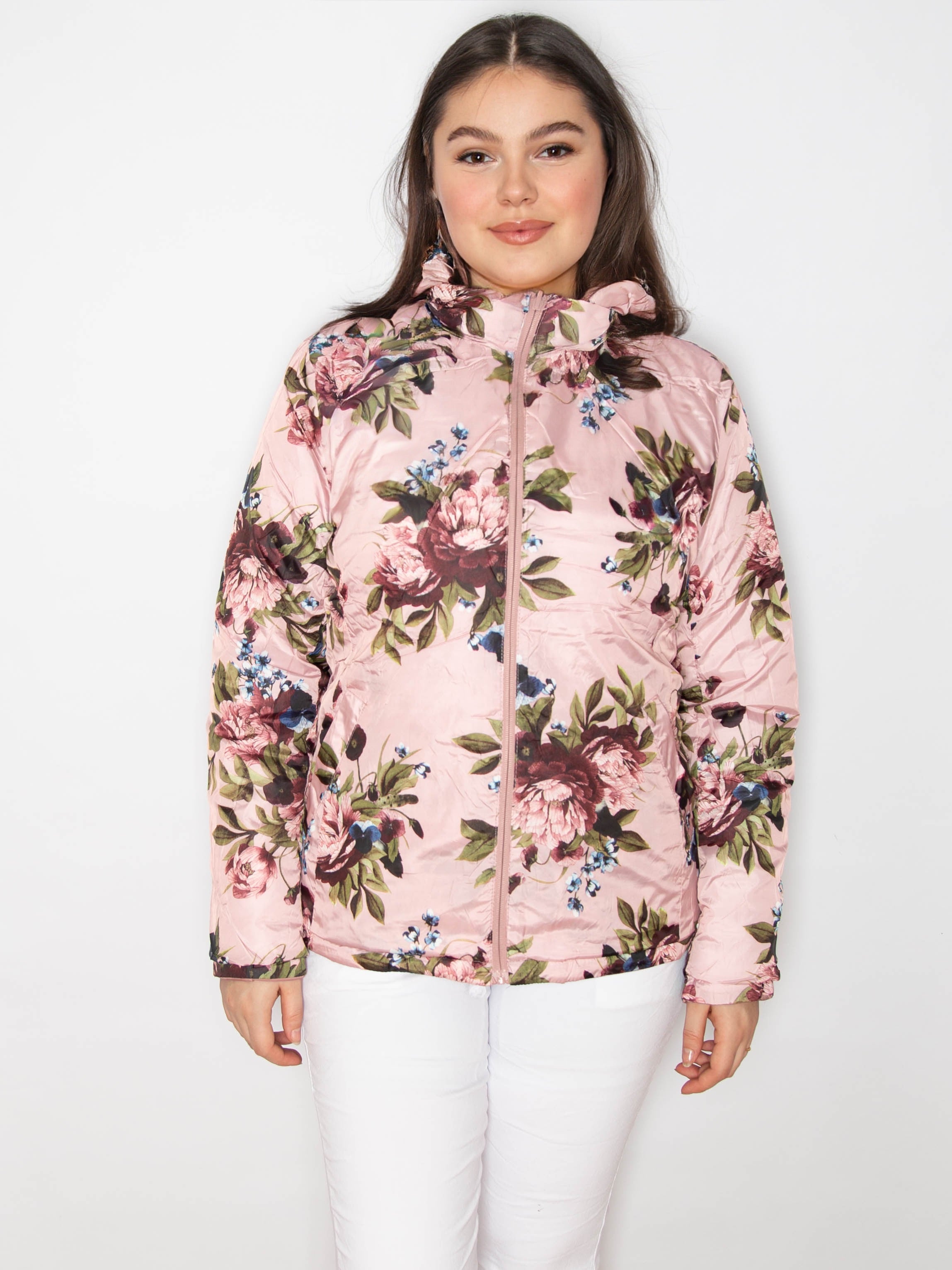 Vendbar jakke med blomster print