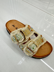 Sandaler med spænder boheme bling og frynser - ITMAJ25 by Gioa